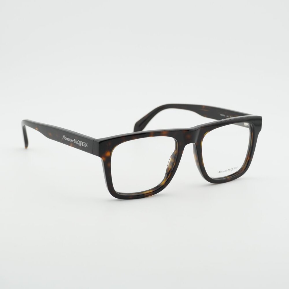 Alexander McQueen AM0357O 002 Eyeglasses Havana 52mm Square Frame